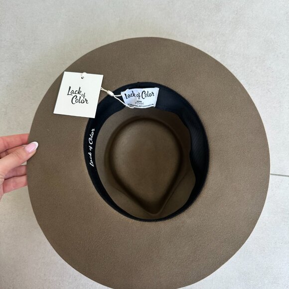 NWT Lack Of Color Moss Zulu Wool Felt Fedora Hat In Moss Brown Wide Brim - Picture 5 of 11